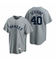 Mens Nike New York Yankees 40 Luis Severino Gray Cooperstown Collection Road Stitched Baseball Jersey