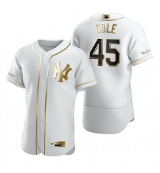 New York Yankees 45 Gerrit Cole White Nike Mens Authentic Golden Edition MLB Jersey