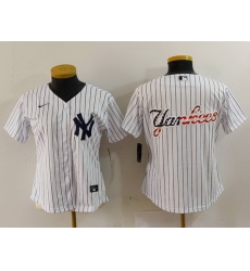 Women New York Yankees White Team Big Logo Cool Base Stitched Jersey 10