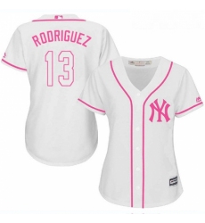 Womens Majestic New York Yankees 13 Alex Rodriguez Authentic White Fashion Cool Base MLB Jersey