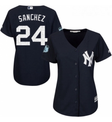 Womens Majestic New York Yankees 24 Gary Sanchez Authentic Navy Blue 2017 Spring Training Cool BaseMLB Jersey