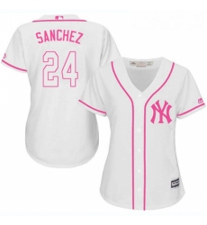 Womens Majestic New York Yankees 24 Gary Sanchez Authentic White Fashion Cool Base MLB Jersey