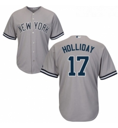 Youth Majestic New York Yankees 17 Matt Holliday Replica Grey Road MLB Jersey