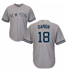 Youth Majestic New York Yankees 18 Johnny Damon Replica Grey Road MLB Jersey