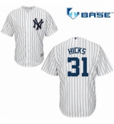 Youth Majestic New York Yankees 31 Aaron Hicks Replica White Home MLB Jersey