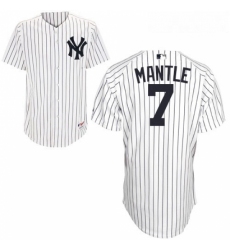 Youth Majestic New York Yankees 7 Mickey Mantle Authentic White Name Back MLB Jersey