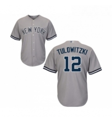 Youth New York Yankees 12 Troy Tulowitzki Authentic Grey Road Baseball Jersey 