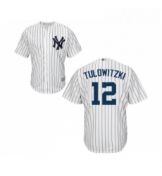 Youth New York Yankees 12 Troy Tulowitzki Authentic White Home Baseball Jersey 