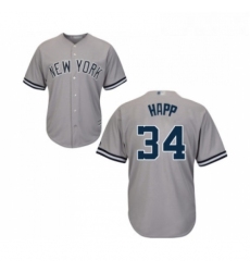 Youth New York Yankees 34 JA Happ Authentic Grey Road Baseball Jersey 