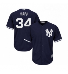 Youth New York Yankees 34 JA Happ Authentic Navy Blue Alternate Baseball Jersey 