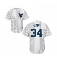 Youth New York Yankees 34 JA Happ Authentic White Home Baseball Jersey 