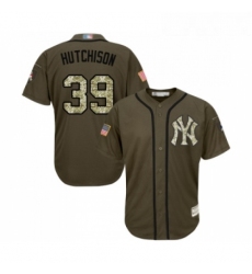 Youth New York Yankees 39 Drew Hutchison Authentic Green Salute to Service Baseball Jersey 