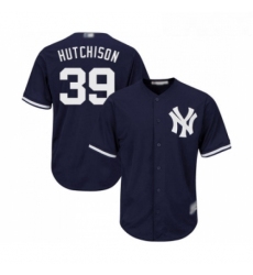Youth New York Yankees 39 Drew Hutchison Authentic Navy Blue Alternate Baseball Jersey 