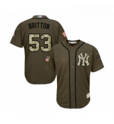 Youth New York Yankees 53 Zach Britton Authentic Green Salute to Service Baseball Jersey 