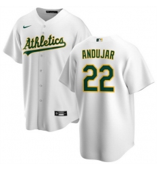 Men Oakland Athletics 22 Miguel Andujar White Cool Base Stitched Jersey