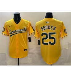 Men Oakland Athletics 25 Brent Rooker 2026 Yellow Alternate Sacramento Celebrating 125 Years Vapor Limited Stitched Baseball Jersey Men Oakland Athletics 25 Brent Rooker 2026 Yellow Alternate Sacramento Celebrating 125 Years Vapor Limited Stitched Baseball Jersey