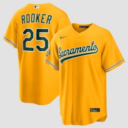 Men Oakland Athletics  25 Brent Rooker 2026 Yellow Alternate Sacramento Celebrating 125 Years Vapor Limited Stitched Baseball Jersey