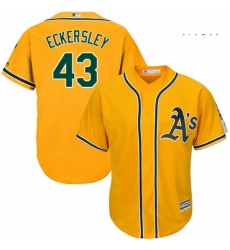 Mens Majestic Oakland Athletics 43 Dennis Eckersley Replica Gold Alternate 2 Cool Base MLB Jersey