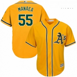 Mens Majestic Oakland Athletics 55 Sean Manaea Replica Gold Alternate 2 Cool Base MLB Jersey 