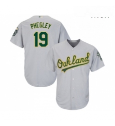 Mens Oakland Athletics 19 Josh Phegley Replica Grey Road Cool Base Baseball Jersey 