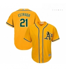 Mens Oakland Athletics 21 Marco Estrada Replica Gold Alternate 2 Cool Base Baseball Jersey 