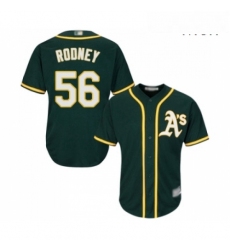 Mens Oakland Athletics 56 Fernando Rodney Replica Green Alternate 1 Cool Base Baseball Jersey 