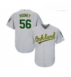 Mens Oakland Athletics 56 Fernando Rodney Replica Grey Road Cool Base Baseball Jersey 