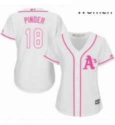 Womens Majestic Oakland Athletics 18 Chad Pinder Replica White Fashion Cool Base MLB Jersey 