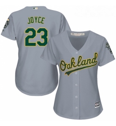 Womens Majestic Oakland Athletics 23 Matt Joyce Authentic Grey Road Cool Base MLB Jersey