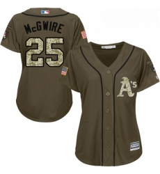 Womens Majestic Oakland Athletics 25 Mark McGwire Replica Green Salute to Service MLB Jersey