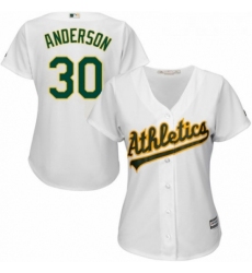Womens Majestic Oakland Athletics 30 Brett Anderson Authentic White Home Cool Base MLB Jersey 