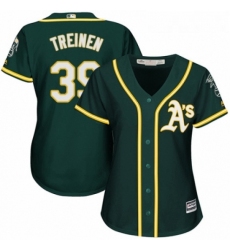 Womens Majestic Oakland Athletics 39 Blake Treinen Authentic Green Alternate 1 Cool Base MLB Jersey 