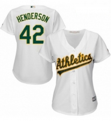 Womens Majestic Oakland Athletics 42 Dave Henderson Authentic White Home Cool Base MLB Jersey