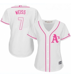 Womens Majestic Oakland Athletics 7 Walt Weiss Replica White Fashion Cool Base MLB Jersey