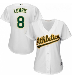 Womens Majestic Oakland Athletics 8 Jed Lowrie Replica White Home Cool Base MLB Jersey