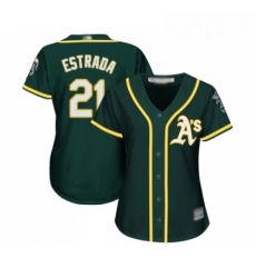 Womens Oakland Athletics 21 Marco Estrada Replica Green Alternate 1 Cool Base Baseball Jersey 