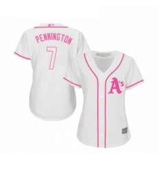 Womens Oakland Athletics 7 Cliff Pennington Replica White Fashion Cool Base Baseball Jersey 