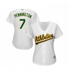 Womens Oakland Athletics 7 Cliff Pennington Replica White Home Cool Base Baseball Jersey 