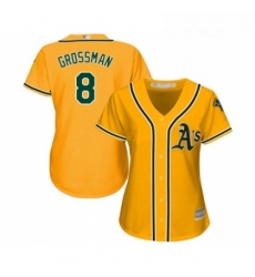 Womens Oakland Athletics 8 Robbie Grossman Replica Gold Alternate 2 Cool Base Baseball Jersey 