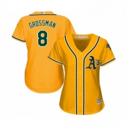 Womens Oakland Athletics 8 Robbie Grossman Replica Gold Alternate 2 Cool Base Baseball Jersey 