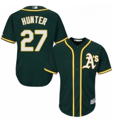 Youth Majestic Oakland Athletics 27 Catfish Hunter Replica Green Alternate 1 Cool Base MLB Jersey