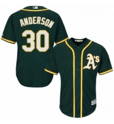 Youth Majestic Oakland Athletics 30 Brett Anderson Authentic Green Alternate 1 Cool Base MLB Jersey 