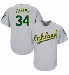 Youth Majestic Oakland Athletics 34 Rollie Fingers Replica Grey Road Cool Base MLB Jersey