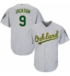 Youth Majestic Oakland Athletics 9 Reggie Jackson Authentic Grey Road Cool Base MLB Jersey