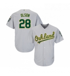 Youth Oakland Athletics 28 Matt Olson Replica Grey Road Cool Base Baseball Jersey 