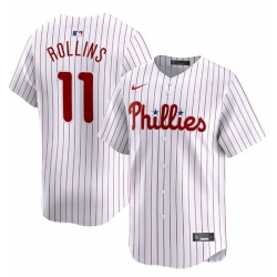 Men Philadelphia Phillies 11 Jimmy Rollins White Home Limited Stitched Jersey