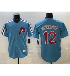 Men Philadelphia Phillies 12 Kyle Schwarber Blue Cool Base Stitched Jersey Men Philadelphia Phillies 12 Kyle Schwarber Blue Cool Base Stitched Jersey