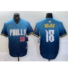 Men Philadelphia Phillies 18 Johan Rojas Blue 2024 City Connect Limited Stitched Jersey 1