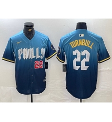 Men Philadelphia Phillies 22 Spencer Turnbull Blue 2024 City Connect Limited Stitched Jersey 1