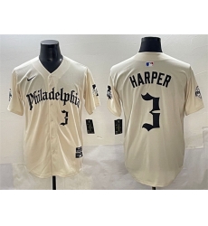 Men Philadelphia Phillies 3 Bryce Harper Cream Gothic Vapor Limited Stitched Jersey Men Philadelphia Phillies 3 Bryce Harper Cream Gothic Vapor Limited Stitched Jersey